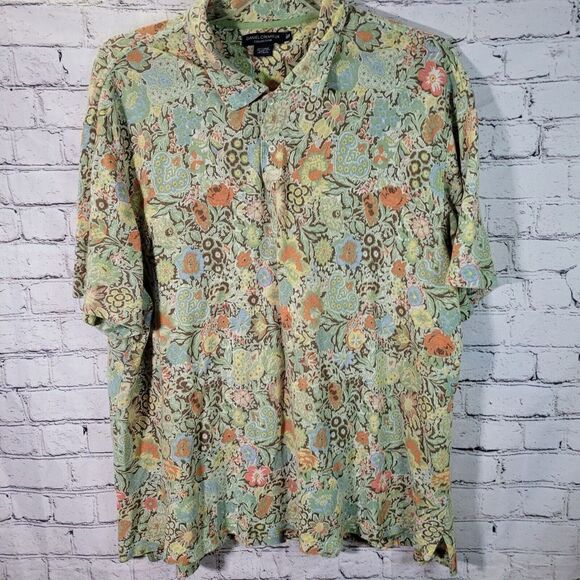 Daniel Cremieux Collection, Green Floral Polo, Cotton, Size XL - Picture 5 of 5